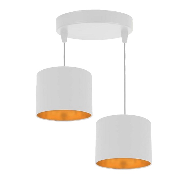 Atlanta Lampa Wisząca Biały Talerz 2X40W E27 Abażur Biały Candellux