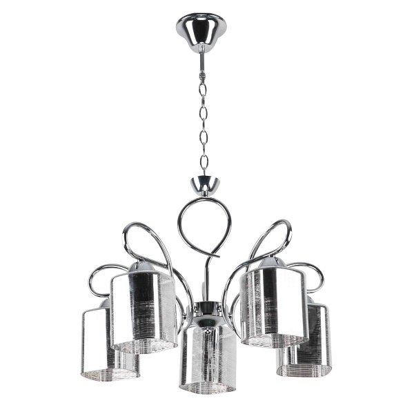 Italo Lampa Wisząca Chromowy 5X40W E27 Klosz Srebrny Candellux