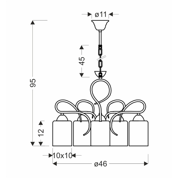 Italo Lampa Wisząca Chromowy 5X40W E27 Klosz Srebrny Candellux