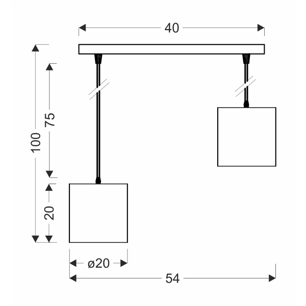 Candida Lampa Wisząca Czarny 2X40W E27 Abażur Czarny Candellux