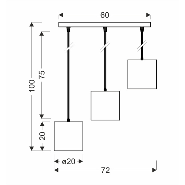 Candida Lampa Wisząca Czarny 3X40W E27 Abażur Czarny Candellux