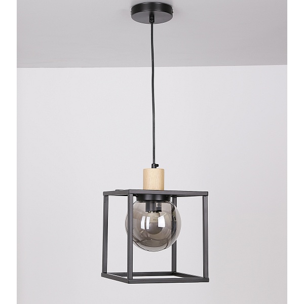 Retro 2 Lampa Wisząca Czarny 1X40W E27 Klosz Dymiony Candellux