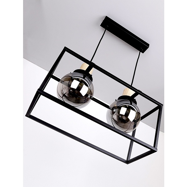 Retro 2 Lampa Wisząca Czarny 2X40W E27 Klosz Dymiony Candellux