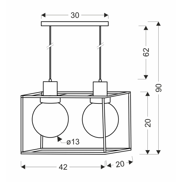 Retro 2 Lampa Wisząca Czarny 2X40W E27 Klosz Dymiony Candellux
