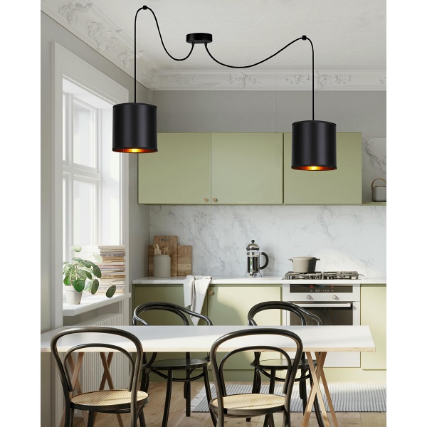 Candida P Lampa Wisząca Czarny 2X40W E27 Abażur Czarny Candellux