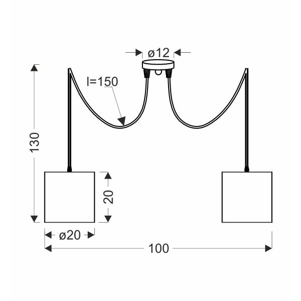 Candida P Lampa Wisząca Czarny 2X40W E27 Abażur Czarny Candellux