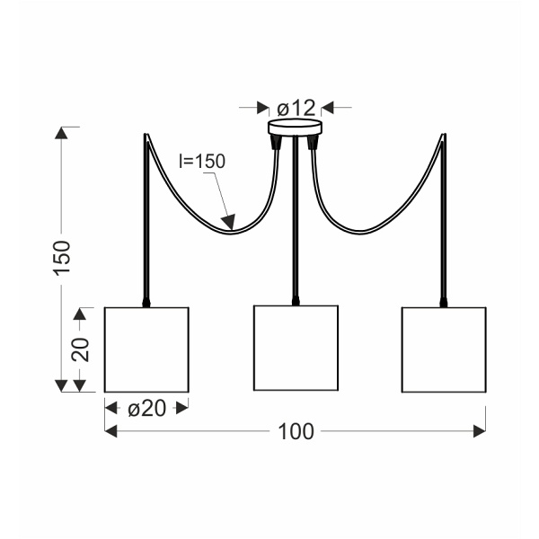 Candida P Lampa Wisząca Czarny 3X40W E27 Abażur Czarny Candellux