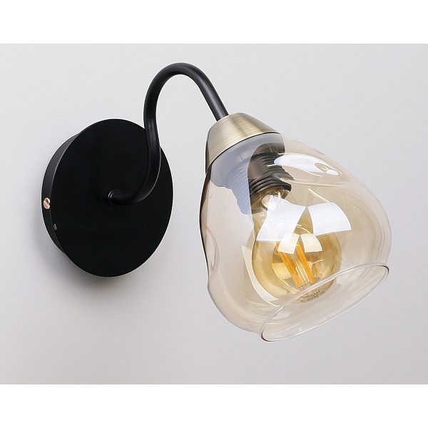 Unica Lampa Kinkiet Czarny+Złoty 1X40W E27 Klosz Dymiony Candellux