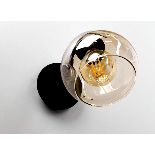 Unica Lampa Kinkiet Czarny+Złoty 1X40W E27 Klosz Dymiony Candellux