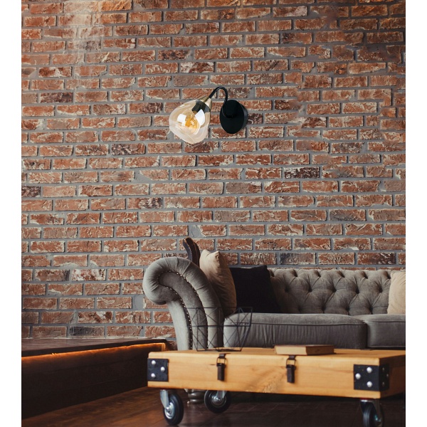 Unica Lampa Kinkiet Czarny+Złoty 1X40W E27 Klosz Dymiony Candellux