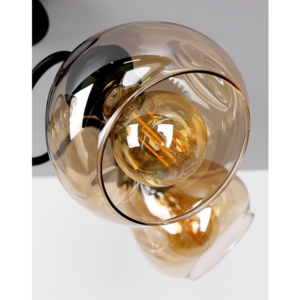 Unica Lampa Sufitowa Czarny+Złoty 5X40W E27 Klosz Dymiony Candellux