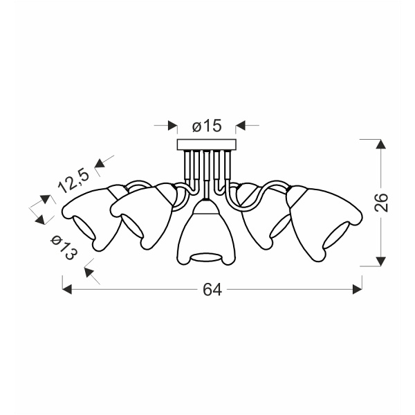 Unica Lampa Sufitowa Czarny+Złoty 5X40W E27 Klosz Dymiony Candellux