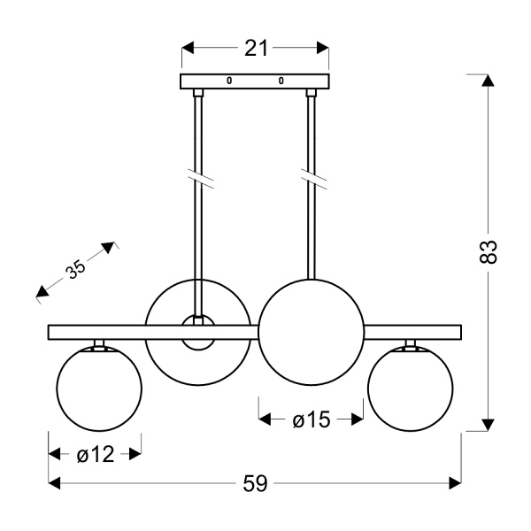 Kama Lampa Wisząca Czarny+Złoty 4X28W G9 Klosz Biały Candellux
