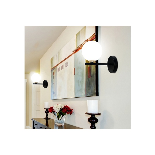 Kama Lampa Kinkiet Czarny+Złoty 1X28 G9 Klosz Biały Candellux