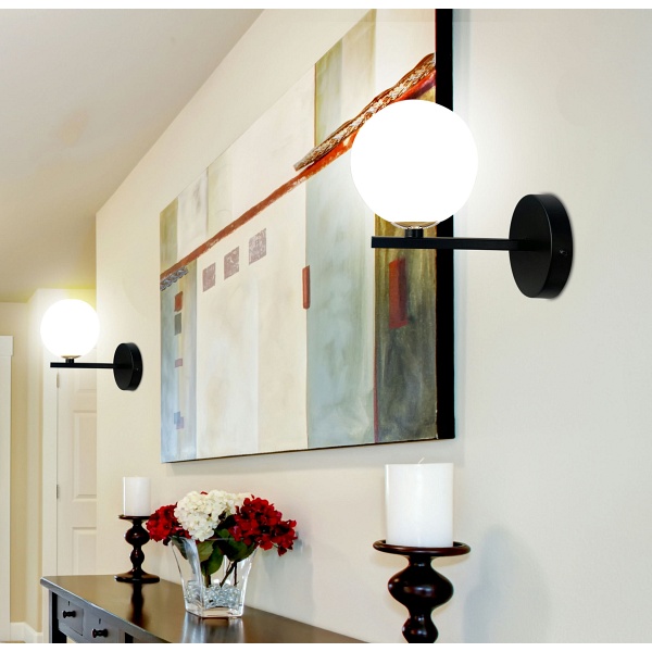 Kama Lampa Kinkiet Czarny+Złoty 1X28 G9 Klosz Biały Candellux