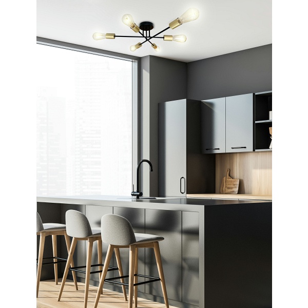 Crespilo Lampa Sufitowa Czarny 6X40W E27 Candellux