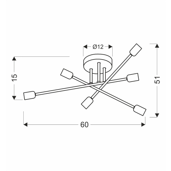 Crespilo Lampa Sufitowa Czarny 6X40W E27 Candellux