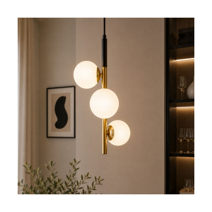 Lampa wisząca Duo czarna matowa złota biała 3x15w - Candellux