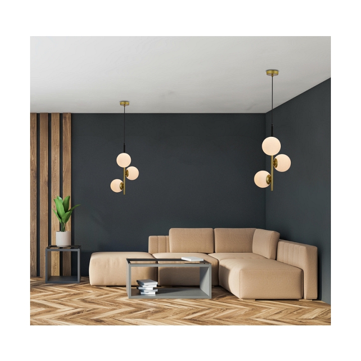 Lampa wisząca Duo czarna matowa złota biała 3x15w - Candellux