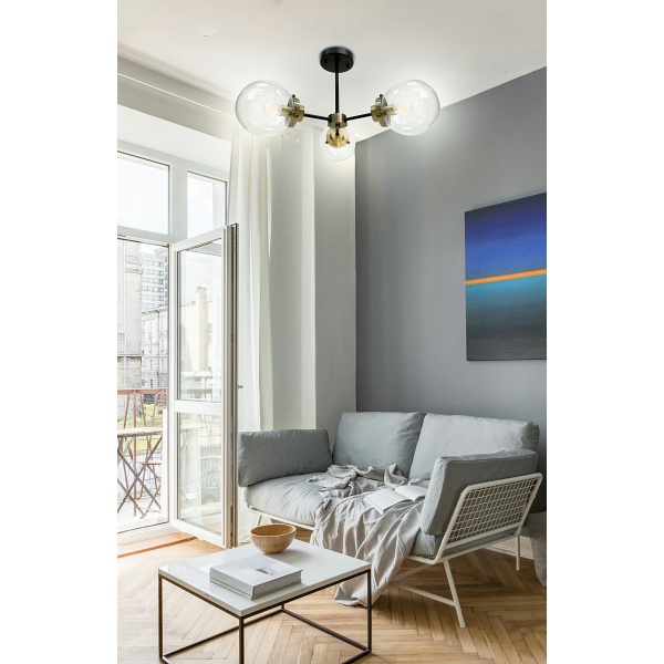 Lens Lampa Sufitowa Czarny+Patynowy 3X40W E14 Klosz Bezbarwny Candellux