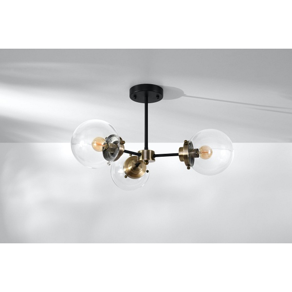 Lens Lampa Sufitowa Czarny+Patynowy 3X40W E14 Klosz Bezbarwny Candellux