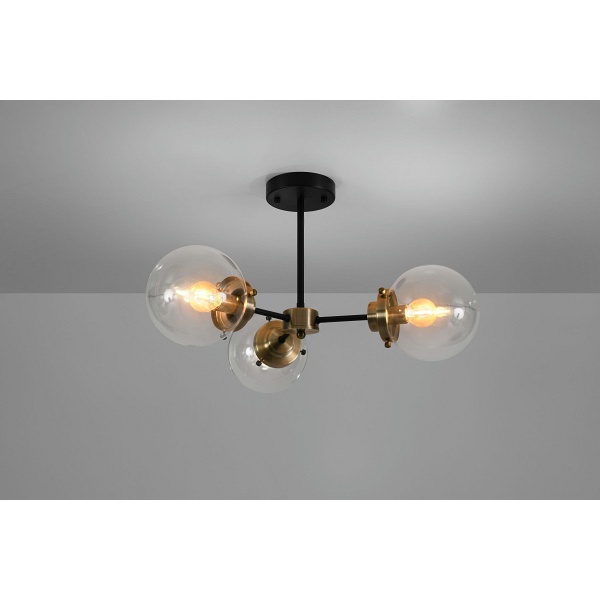 Lens Lampa Sufitowa Czarny+Patynowy 3X40W E14 Klosz Bezbarwny Candellux