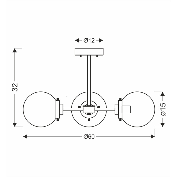 Lens Lampa Sufitowa Czarny+Patynowy 3X40W E14 Klosz Bezbarwny Candellux