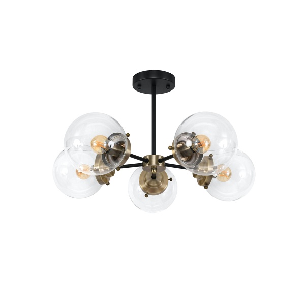 Lens Lampa Sufitowa Czarny+Patynowy 5X40W E14 Klosz Bezbarwny Candellux