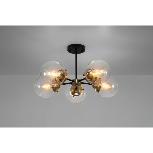 Lens Lampa Sufitowa Czarny+Patynowy 5X40W E14 Klosz Bezbarwny Candellux