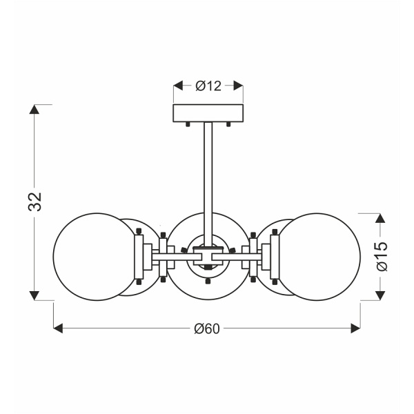 Lens Lampa Sufitowa Czarny+Patynowy 5X40W E14 Klosz Bezbarwny Candellux