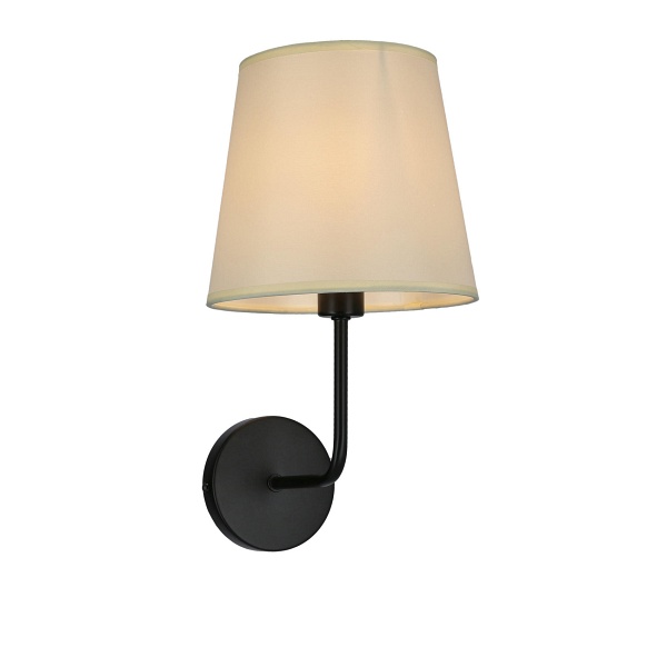 Pasteri Lampa Kinkiet Czarny Matowy 1X40 E14 Abażur Beżowy Candellux