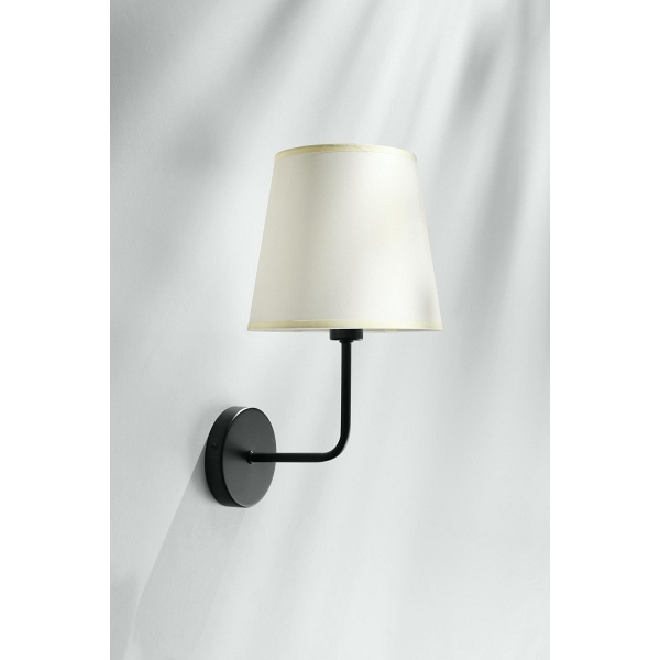 Pasteri Lampa Kinkiet Czarny Matowy 1X40 E14 Abażur Beżowy Candellux