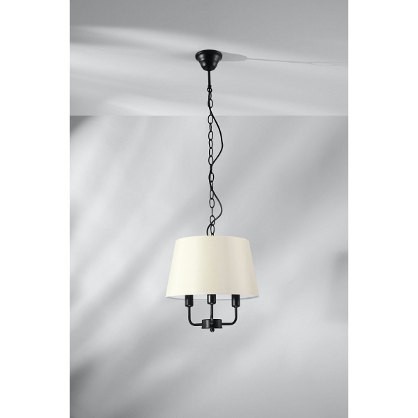 Pasteri Lampa Wisząca Czarny Matowy 3X40W E14 Abażur Beżowy Candellux