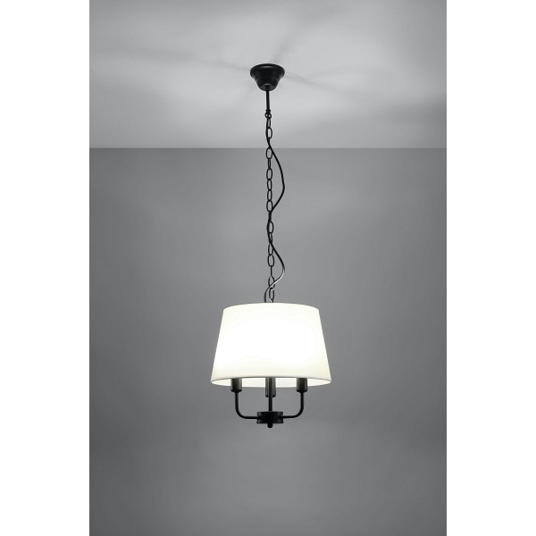 Pasteri Lampa Wisząca Czarny Matowy 3X40W E14 Abażur Beżowy Candellux