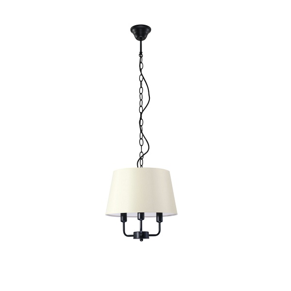 Pasteri Lampa Wisząca Czarny Matowy 3X40W E14 Abażur Beżowy Candellux