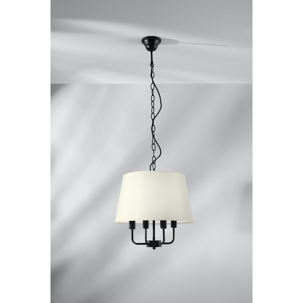Pasteri Lampa Wisząca Czarny Matowy 4X40W E14 Abażur Beżowy Candellux