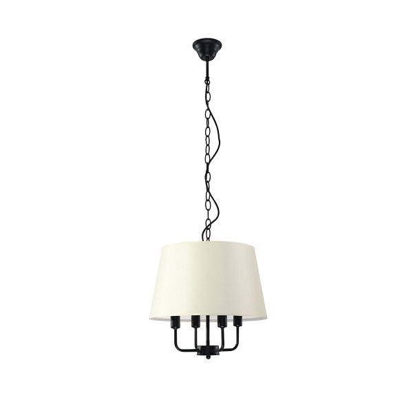 Pasteri Lampa Wisząca Czarny Matowy 4X40W E14 Abażur Beżowy Candellux
