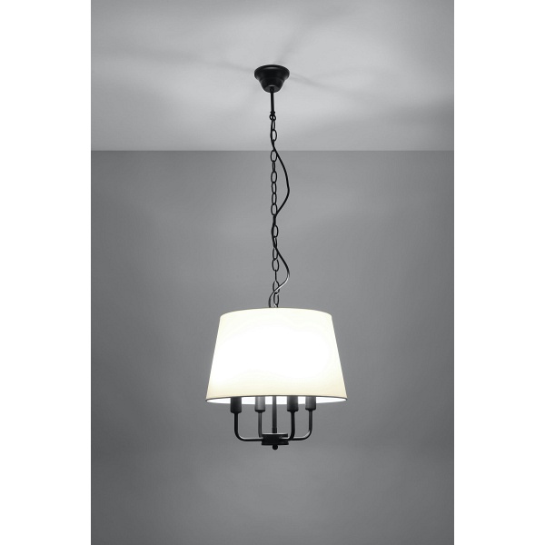 Pasteri Lampa Wisząca Czarny Matowy 4X40W E14 Abażur Beżowy Candellux
