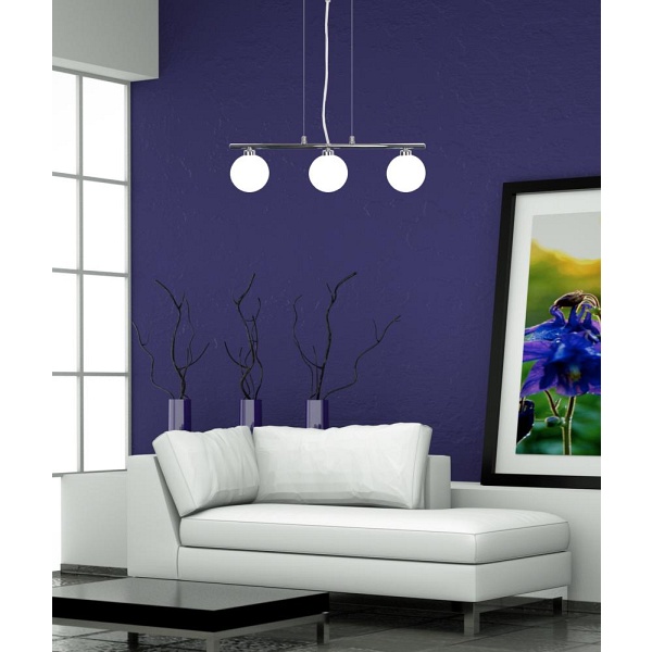 Raisa Lampa Wisząca Chromowy 3X40W G9 Klosz Biały Candellux