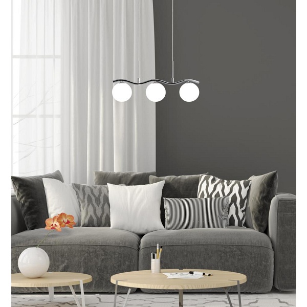 Ramon Lampa Wisząca Chromowy 3X40W G9 Klosz Biały Candellux