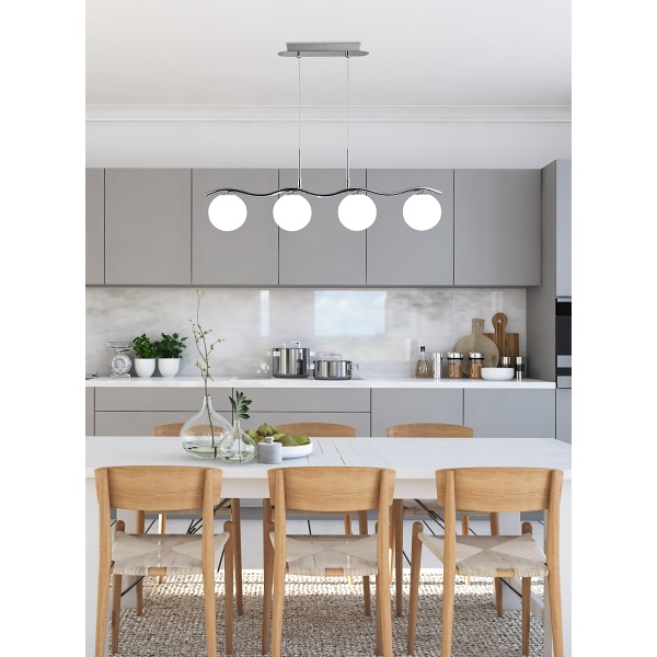 Ramon Lampa Wisząca Chromowy 4X40W G9 Klosz Biały Candellux