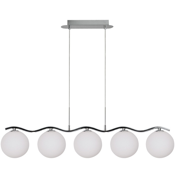 Ramon Lampa Wisząca Chromowy 5X40W G9 Klosz Biały Candellux