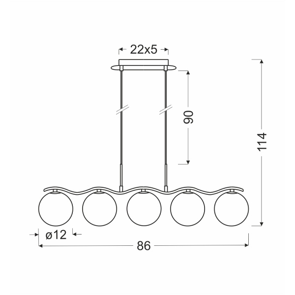 Ramon Lampa Wisząca Chromowy 5X40W G9 Klosz Biały Candellux