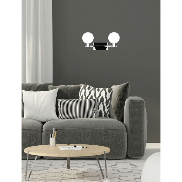 Maldus Lampa Kinkiet Chromowy 2X40W G9 Klosz Biały Candellux