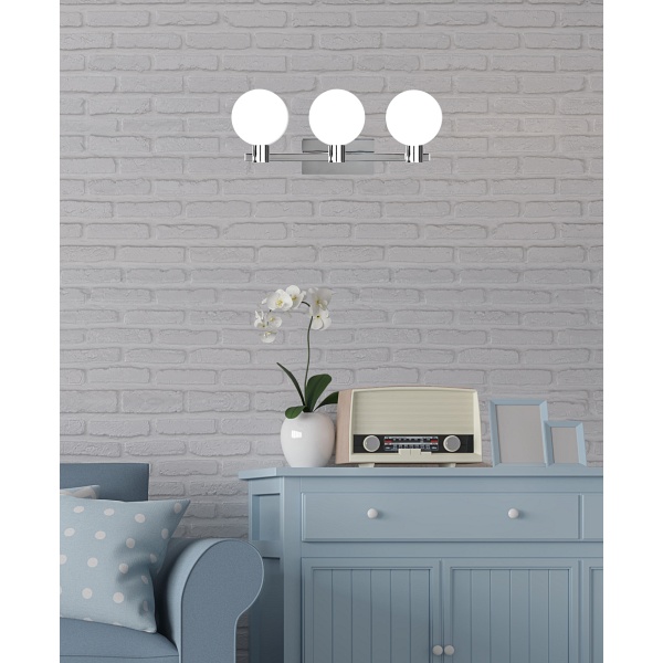 Maldus Lampa Kinkiet Chromowy 3X40W G9 Klosz Biały Candellux