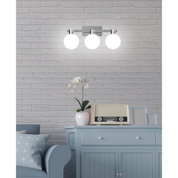 Maldus Lampa Kinkiet Chromowy 3X40W G9 Klosz Biały Candellux