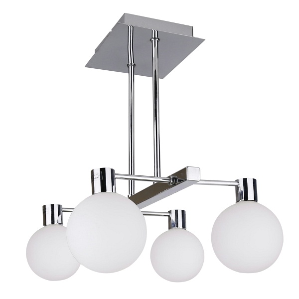 Maldus Lampa Wisząca Chromowy Sztyca 4X40W G9 Klosz Biały Candellux