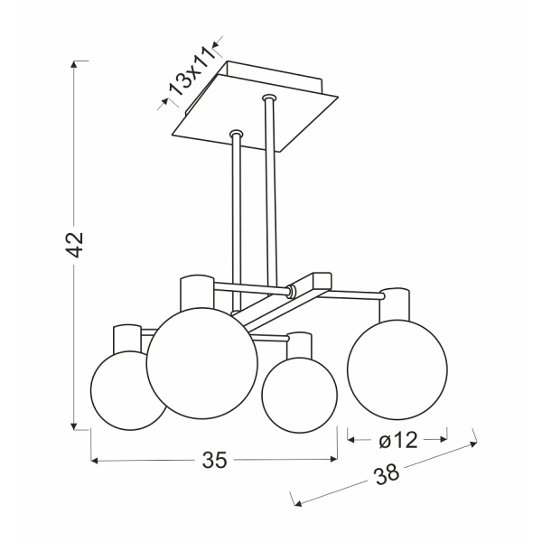 Maldus Lampa Wisząca Chromowy Sztyca 4X40W G9 Klosz Biały Candellux