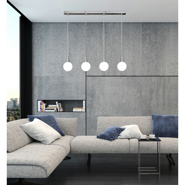 Maldus Lampa Wisząca Chromowy 4X40W G9 Klosz Biały Candellux