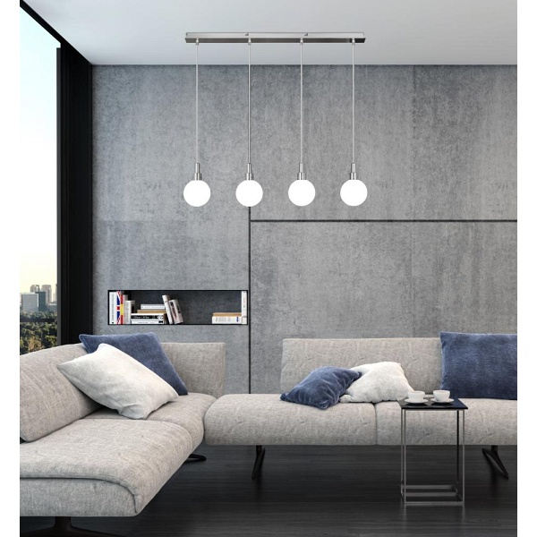 Maldus Lampa Wisząca Chromowy 4X40W G9 Klosz Biały Candellux